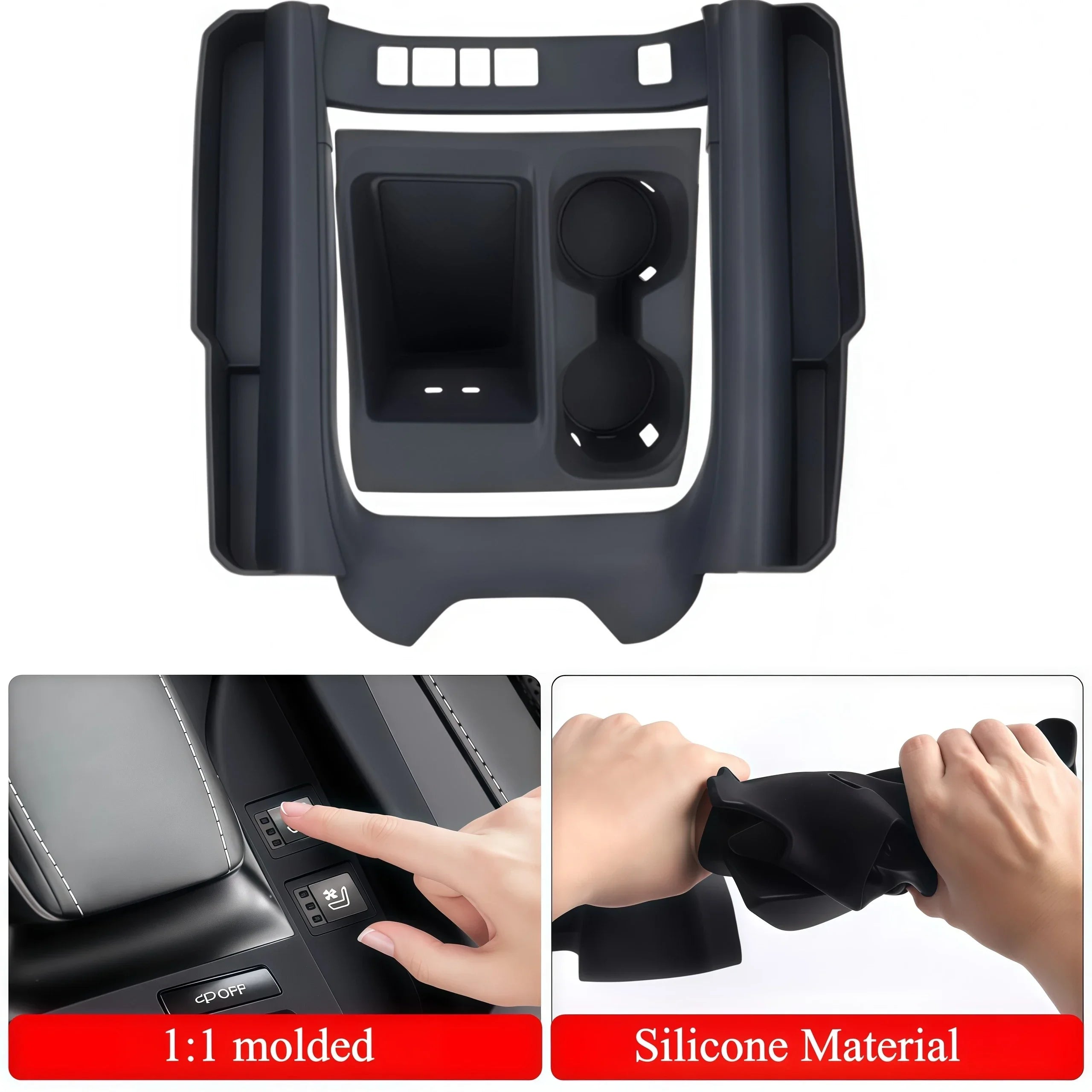 Center Console SIlicone Storage Box with Cup Holde for Nissan Patrol Y63 Interior Accessories, Shift Gear Cover for Y63