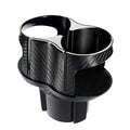 Car Dual Cup Holder Expander - 1-to-2 Design, Carbon Fiber Style, Universal Auto Cup Storage Rack for Drinks & Mugs