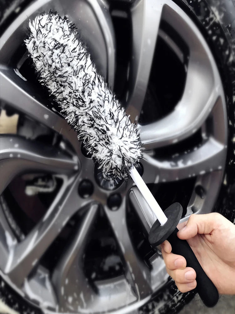 Car Wheel Cleaning Tire Brush Microfiber Car Long Reach Wheel Rim Detailing Brush Non Scratch Motorbike Rim Care Washing Tool