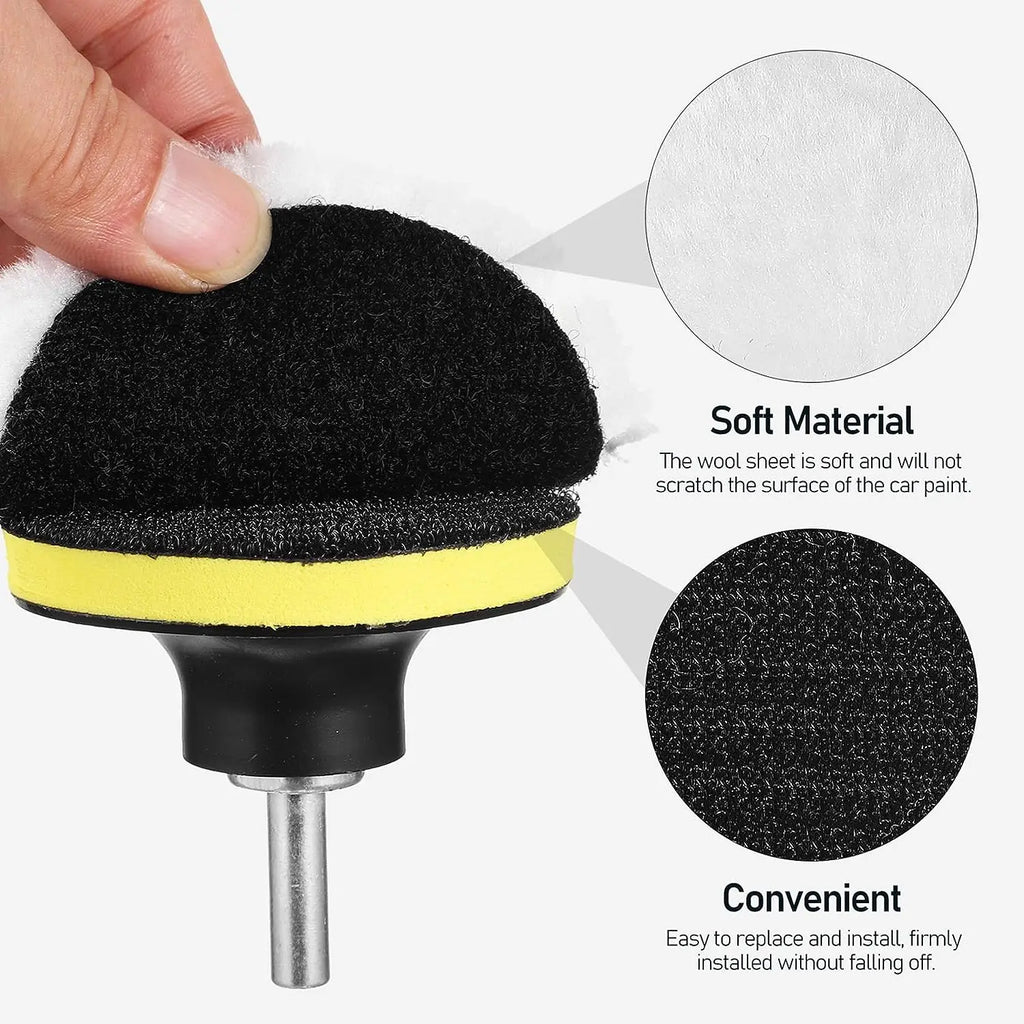 3 Inch Car Foam Drill Polishing Pad Kit 12 Pcs Sponge Pads Wool Buffing Polishing Pad for Car Polishing Waxing Cleaning