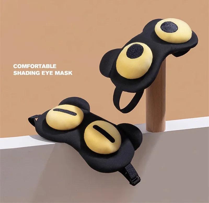 Cute Bear Eye Mask Sleep Aid Light Blocking Breathable Eyeshade for Travel Protective Safety Eye Wear Cold Hot Compress
