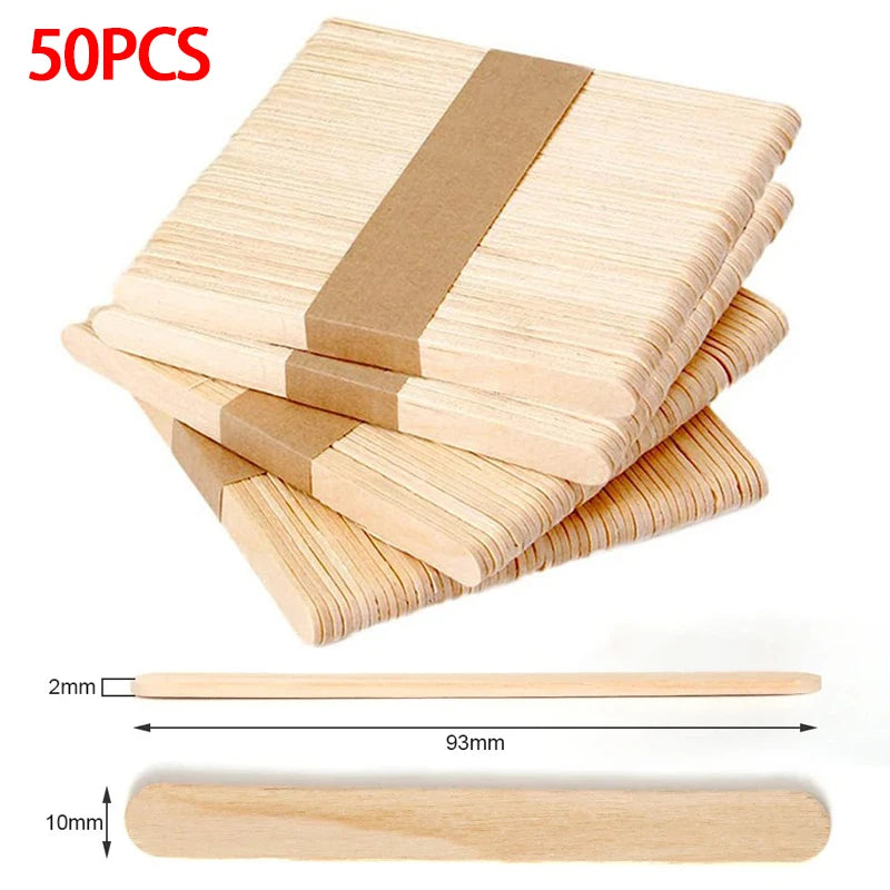 50/100pcs Ice Cream Sticks Wooden Popsicle Sticks Hand Crafts DIY Wooden Decoration  BJL003