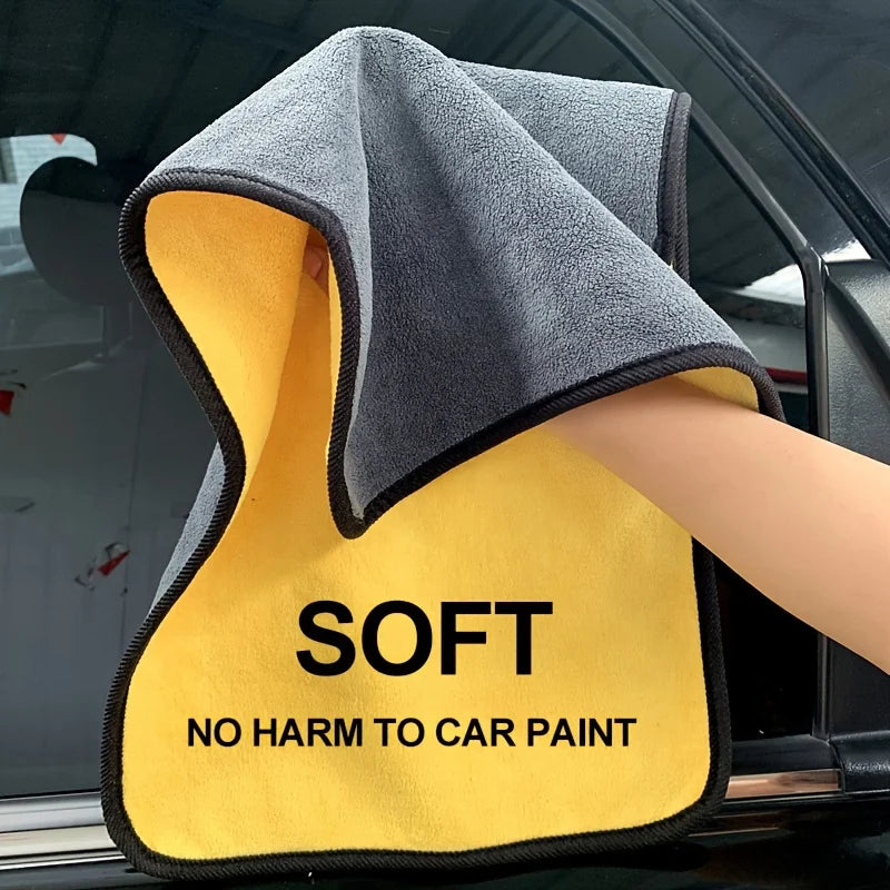 1/2/6pcs Microfiber Cleaning Towel Thicken Soft Drying Cloth Car Body Washing Towels Double Layer Car Cleaning Drying Cloth