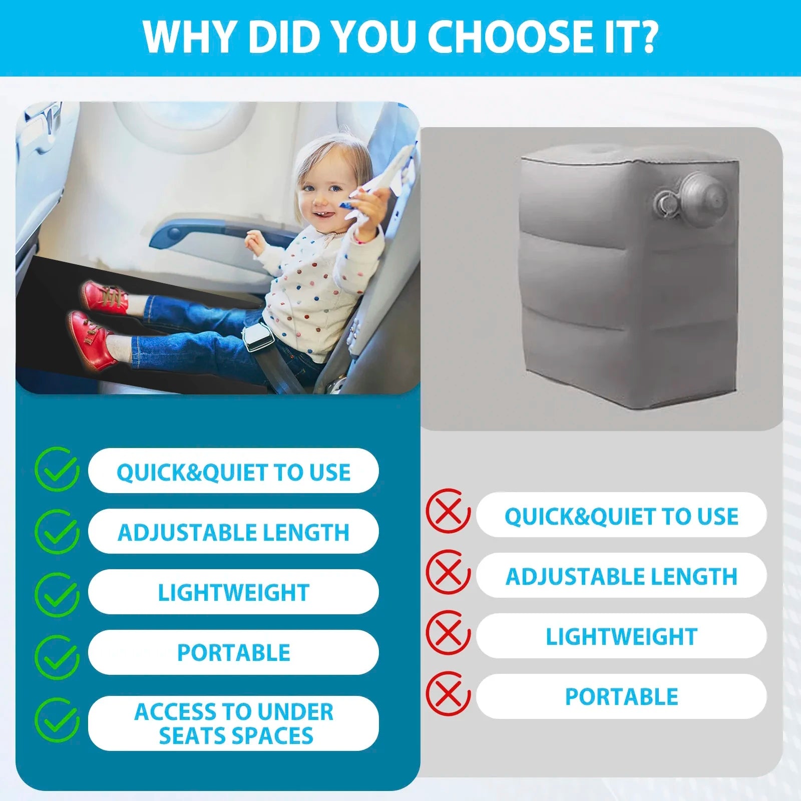 Toddler Airplane Bed Kids Airplane Seat Extender Travel Bed Kids Airplane Travel Essentials for Toddlers Baby Portable Plane Bed