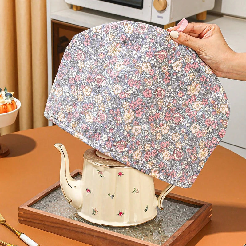 Househeld Teapot Keep Warm Cover Fabric Art Fragment Flower Cotton Dust Cover Anti-scald Cup Kettle Thermal Insulation Cover