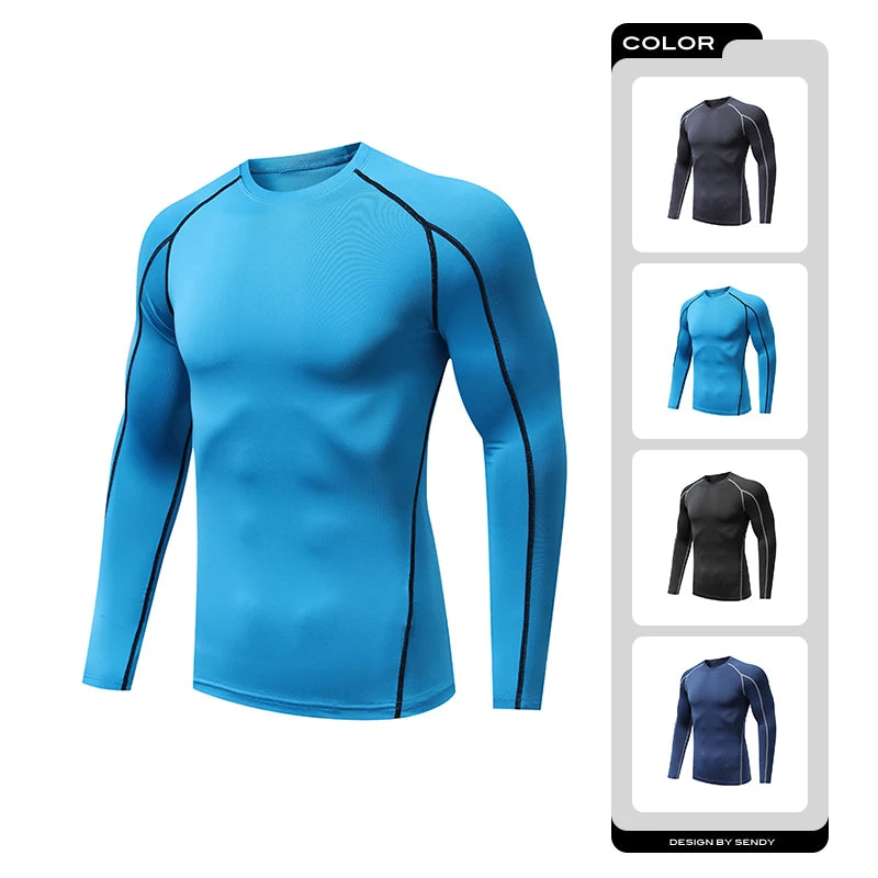 Men's T-shirt Men Running Sport T Shirt Man Compression Fitness Muscel Top Tee Quick Dry Tight Training Gym Sports Shirts Jersey
