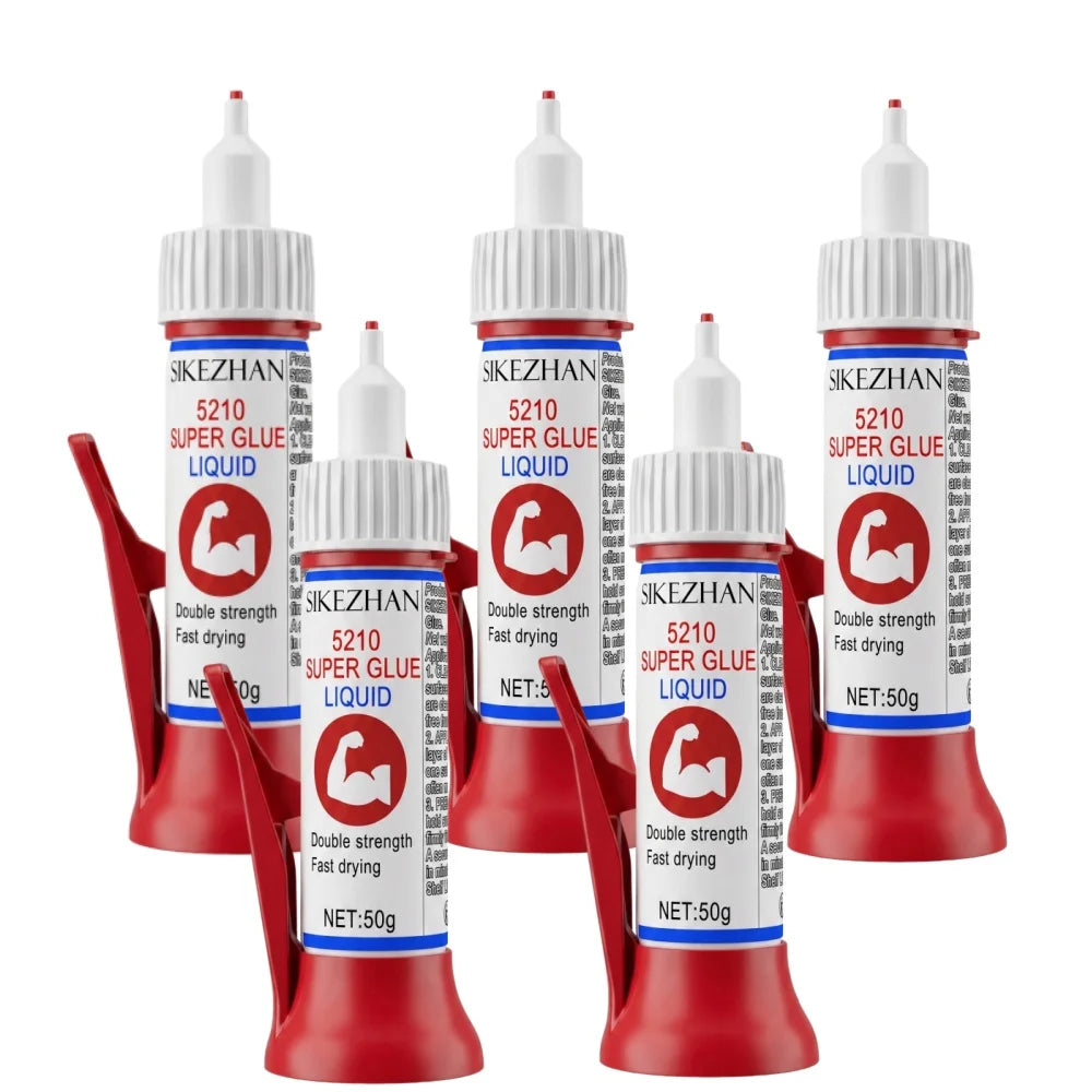 High Viscosity 5210 Super Glue Fast Bond Liquid Adhesive with Precision Needle Tip for Industrial Metal Wood Shoe Repair 50g