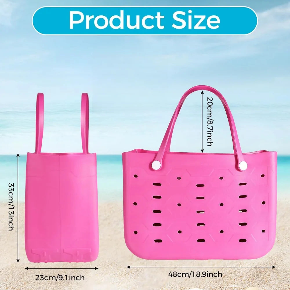 XL Extra Large Beach Bag EVA Rubber Waterproof Beach Travel Picnic Storage Basket Women Shopping Handbag Sac Jelly Tote Bag