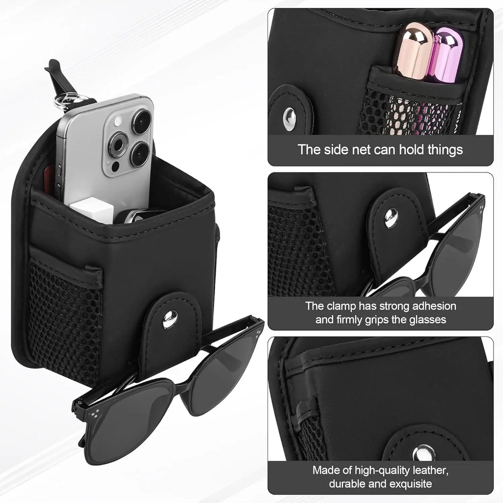 Health Gear Car Air Vent Storage Holder, Car Vent Organizer, PU Leather Vent Storage Bag with Hook, Pocket Car Air Vent Outlet O