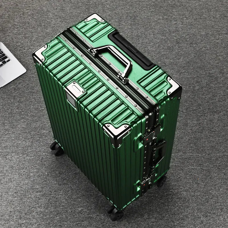 Trolley Luggage 20 26 30" Aluminium-framed Suitcase with Silent Wheels Unisex High-capacity Rolling Luggage Password Suitcase