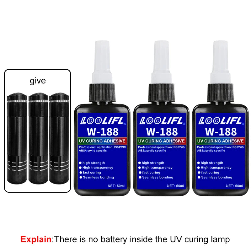 Super Strong UV Glue Ultraviolet Light Adhesive Second Fix Curing Powerful Bond Glass Metal Acrylic Quick Sealant DIY Craft