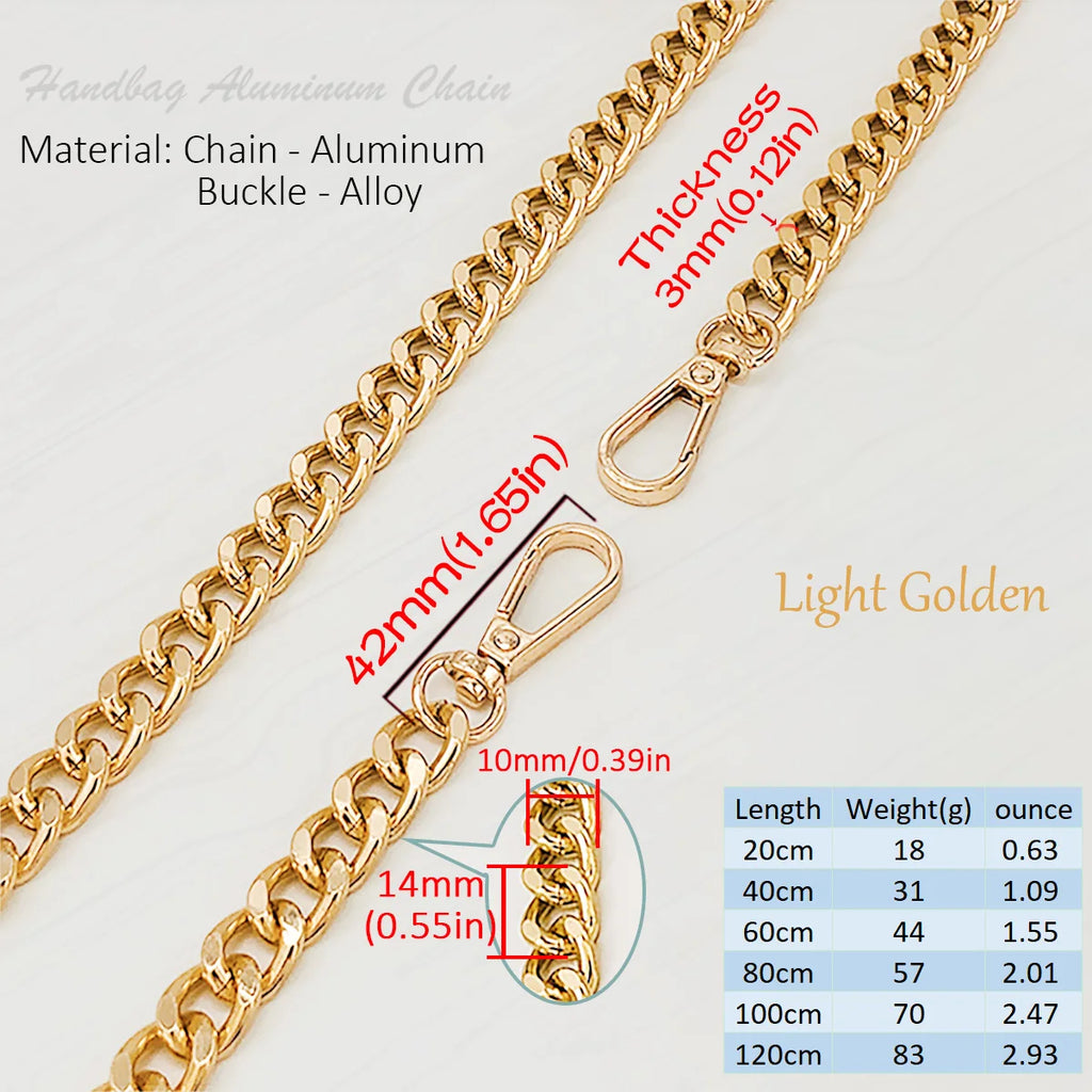 Metal Aluminum Bag Chain Replacement Parts Accessories for Hand-Woven Shoulder Handbag DIY Handmade Detachable Straps