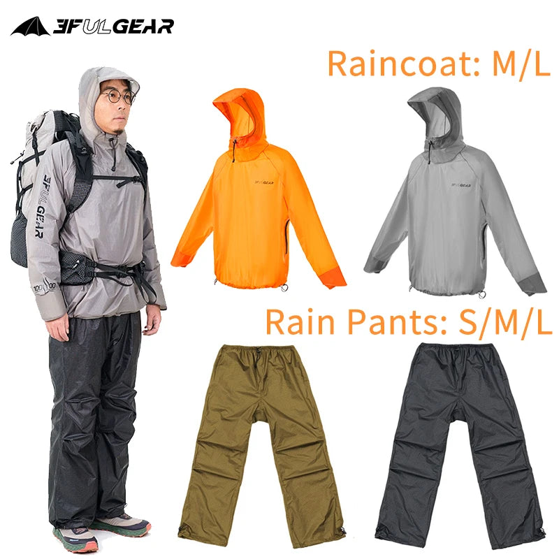 3F UL GEAR M/L Outdoor Rain Gear Split-type Raincoat And Rain Pants Nylon For Hiking Cycling Off-road Mountaineering Rainproof