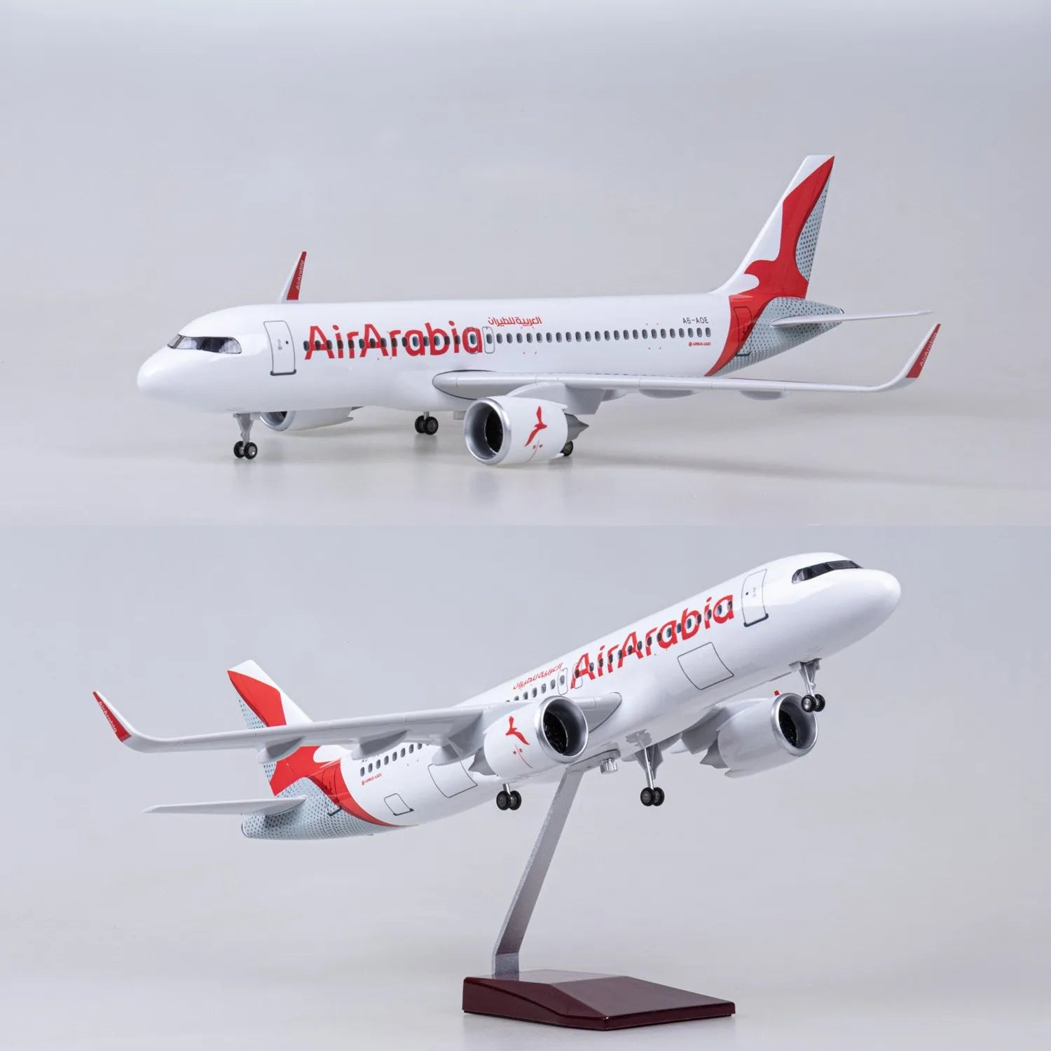 47cm Air Arabia A320 Airplane Model 1/80 Scale Resin Diecast Airplane Model  With Stand For Display Collection or Toy Plane Gift