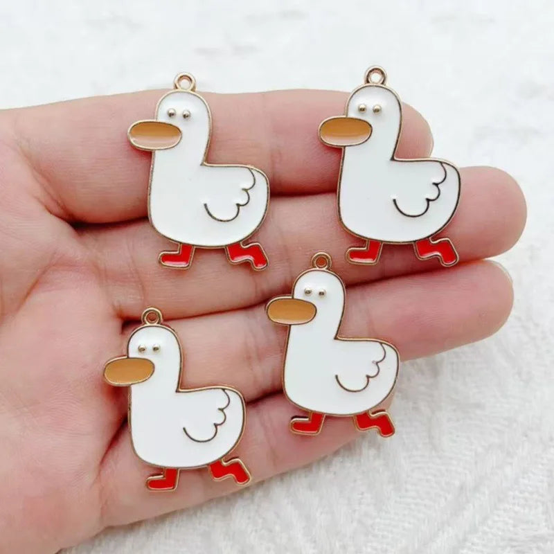 10pcs cartoon cute refueling duck drip oil alloy pendant DIY handmade earrings keychain accessories materials