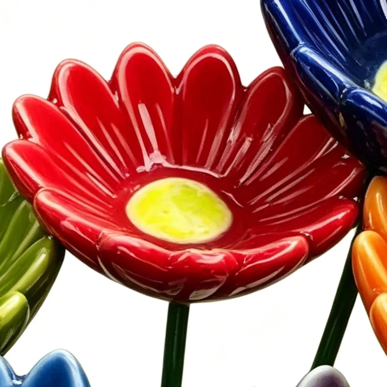 6pcs 4.5x20cm Ceramic Bee Water Station, Flower Garden Bird Bath, Bee & Butterfly Drinking Fountain for Yard Patio Lawn Decor