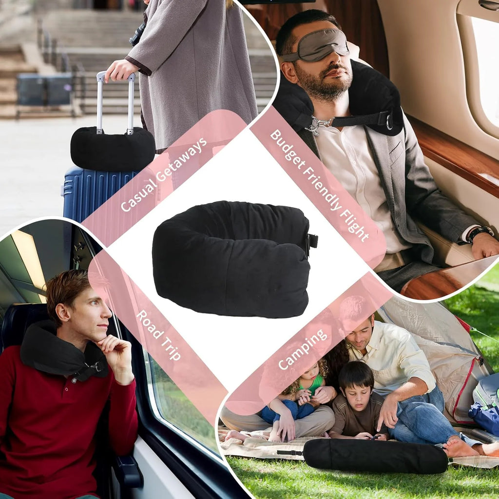 Portable Travel Bag Pillow Fillable Neck Pillow Stuff With Clothes Pillowcase Storage Bag Lycra Fabric Waterproof for Airplane