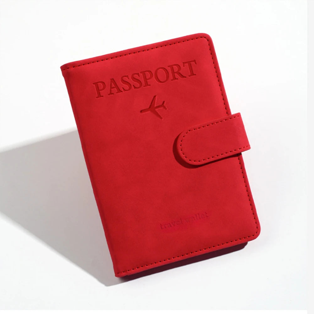 Customized Name PU Men's RFID Passport Holder 2-Style Envelope, Airplane Pattern Printed Anti-Theft Passport Wallet, Minimalist