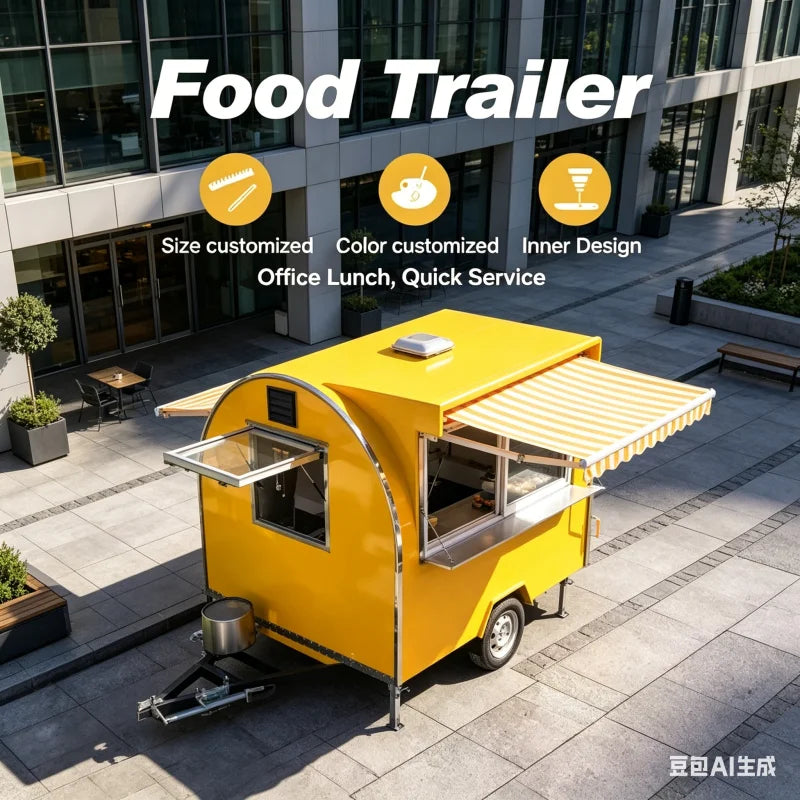 Modern Food Trailer Concession Cart With Foldable Counter Extension For Customer Convenience Professional Street Catering Cart