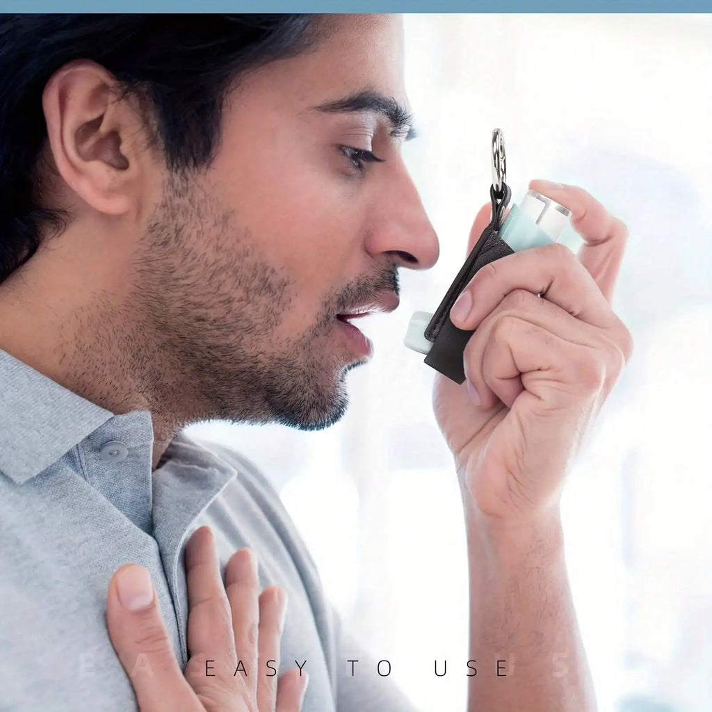 Asthma Inhaler Keychain Holder, Casual Style Cough Bottle Protector, Portable , Available In Black, Blue, Pink, Grey, Suitable For Outdoor Use