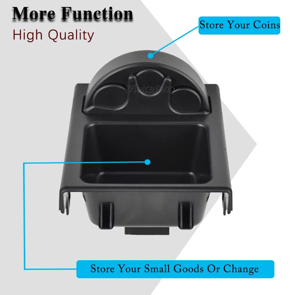 Black Double Hole Car Vehicle Front Center Console Storage Box Coin + Cup Holder for BMW E46 3SERIES 1999-2006 51168217957