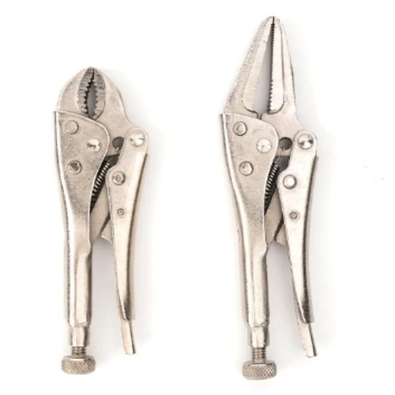 2Pcs/Set 5-Inch Mini vice Grip Locking Pliers Long Nose 4-Inch Curve Jaw Labor-Saving Welding Clamp for DIY Home Hand Tools
