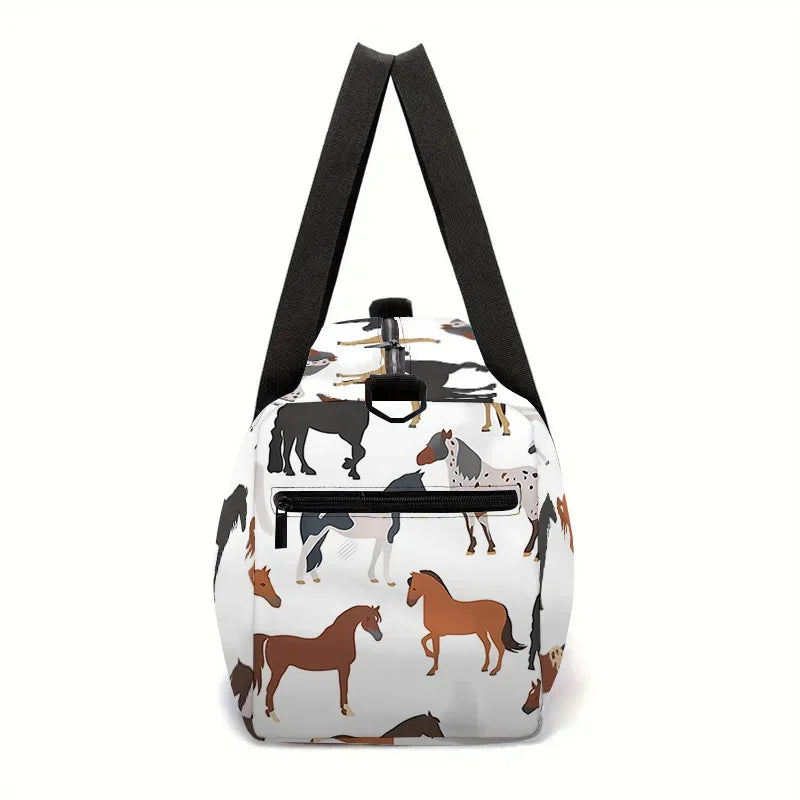 Cartoon Animal Horse Large Capacity Luggage Bag for Boy and Girls Best Gifts 2D Cartoon Travel Duffels Hand Bag for Children