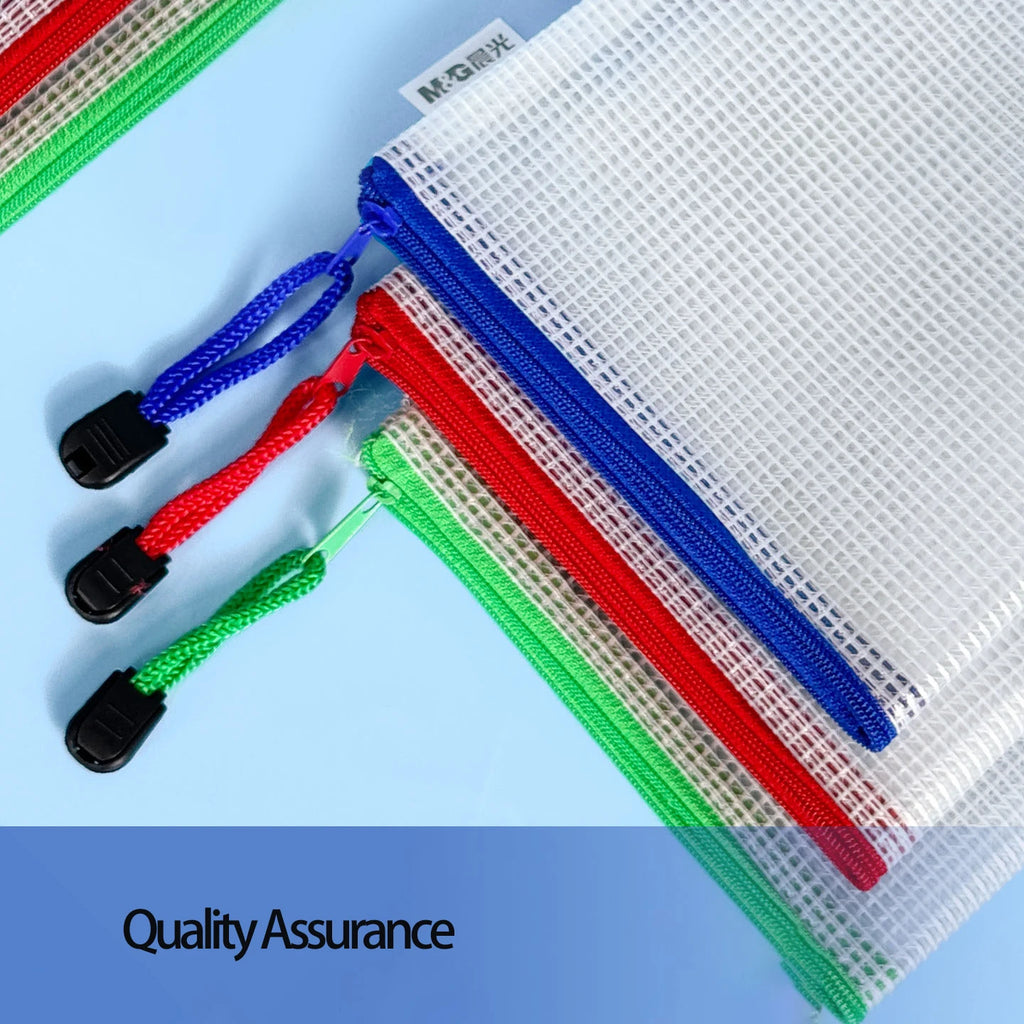 M&G Zipper File Bag A4 Plastic Folder Transparent Waterproof Document Organizer Storage Bag School Office Stationery Supplies