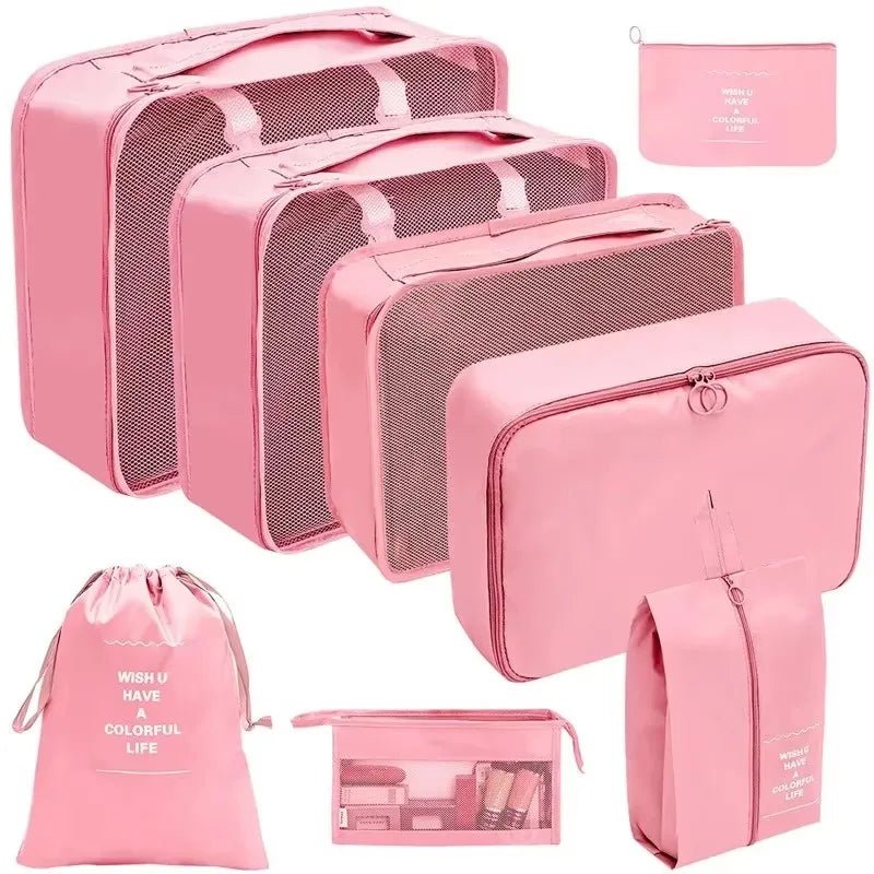 7/8/9/10/11 Pcs Set Travel Organizer Storage Bags Suitcase Packing Cubes Set Cases Portable Luggage Clothes Shoe Tidy Pouch