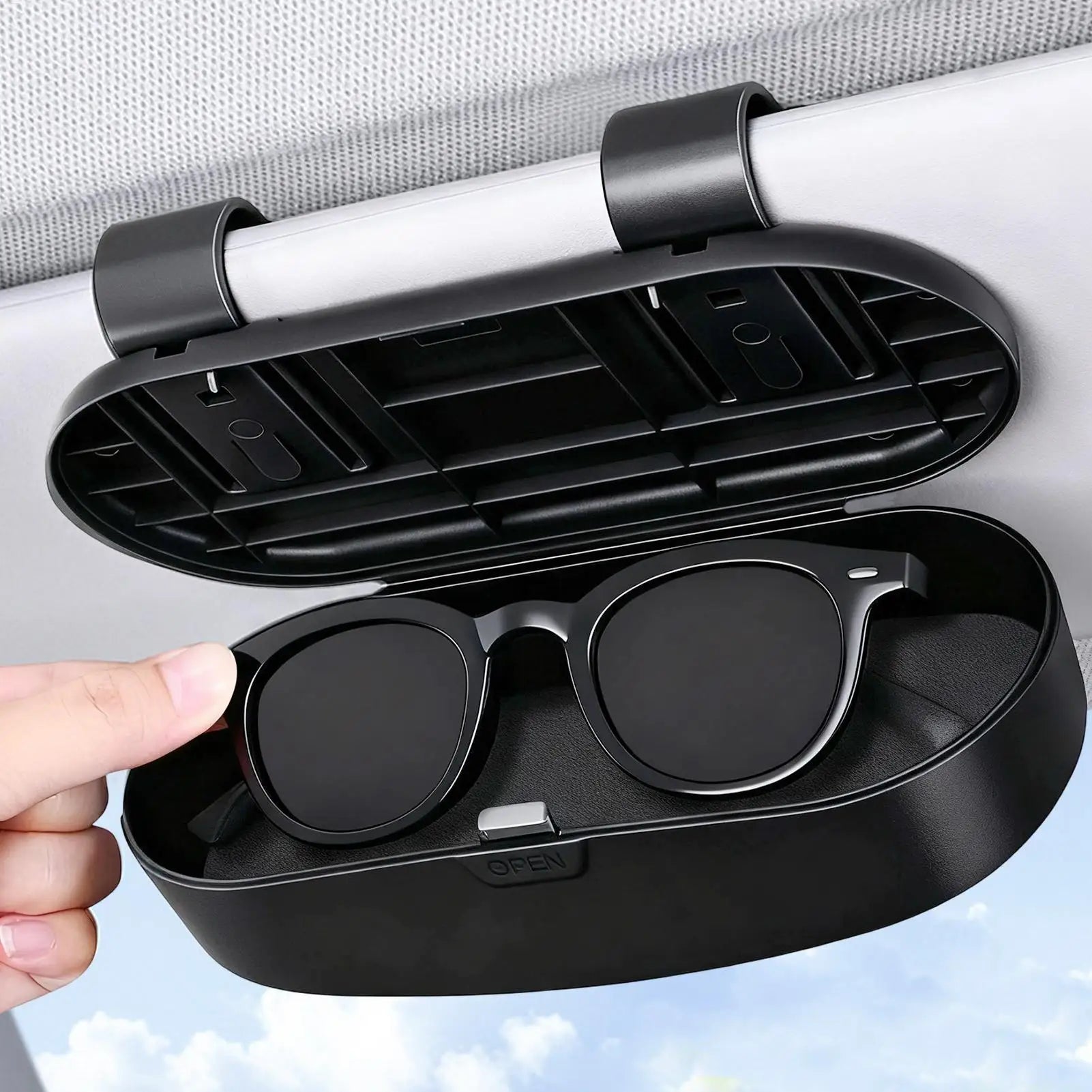 Universal Car Visor Clip Sunglass Holder Anti-Scratch Auto Organizer for Driving, Vehicle Glasses Storage Accessory