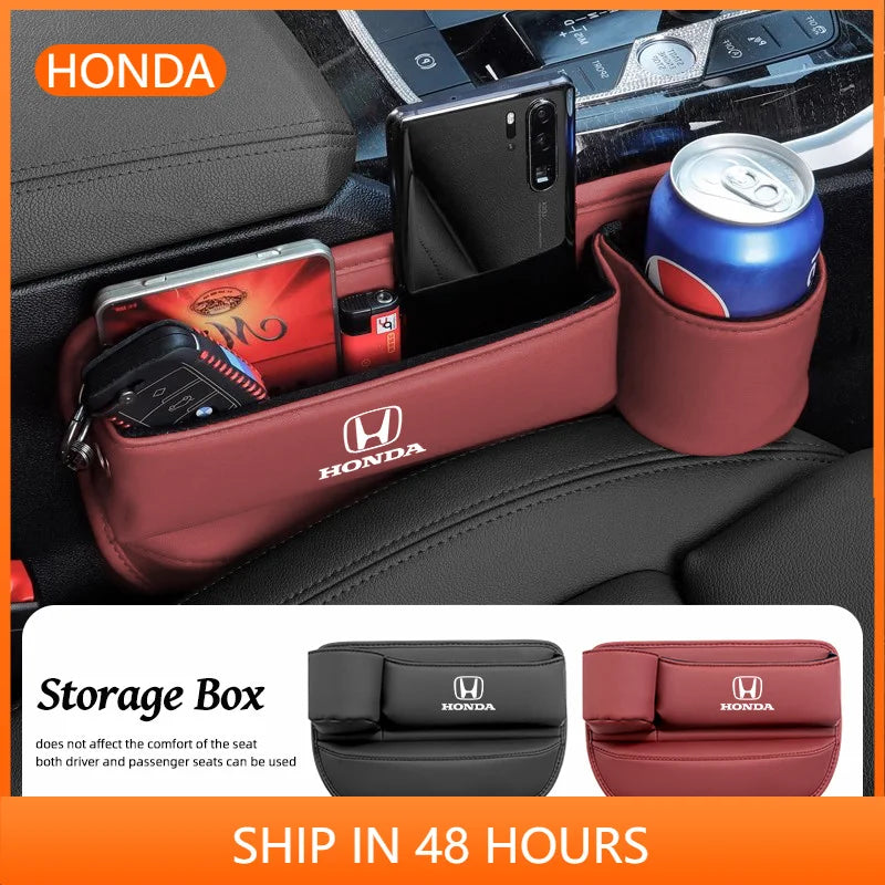 Multifunction Leather Storage Box Car Seat Gap Organizer Cup Holder For Honda Civic Fit Accord City Vezel CR-V S660 Odyssey HR-V