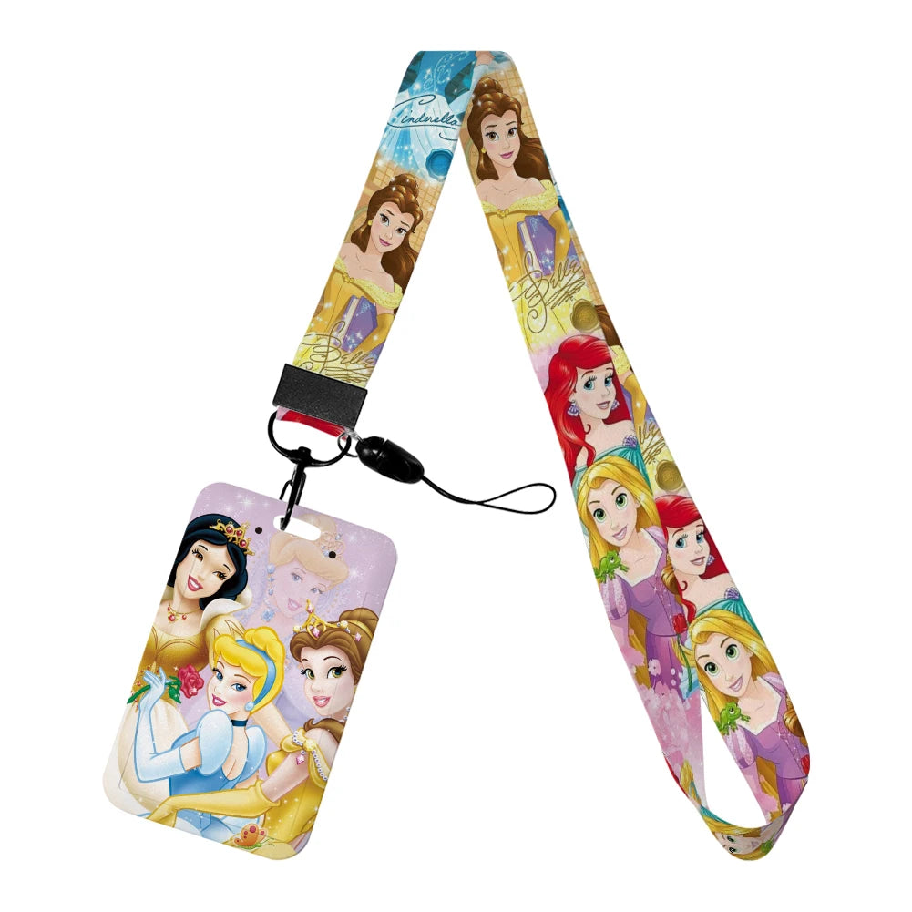 Disney Princess New Arrival Card Holder Student Keychain Girl Bus Metro Protective Case School Card Cover Kid Personalized Gifts