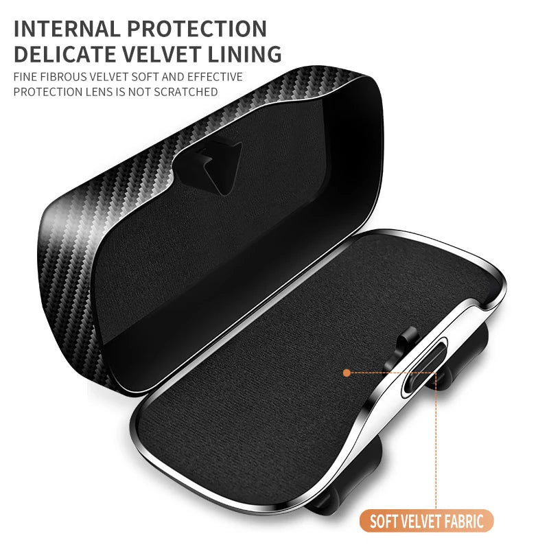 Car Sun Visor Glasses Case One-Hand Operation Racing Style Car Glasses Box Anti-Scratch Velvet Interior Car Interior Accessory