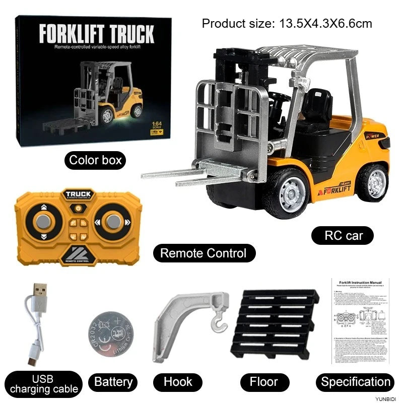 1:64 RC Mini Alloy Forklift dump truck excavator desktop toy 2.4G Remote Control engineering vehicle Boy's Dream Collection Gift