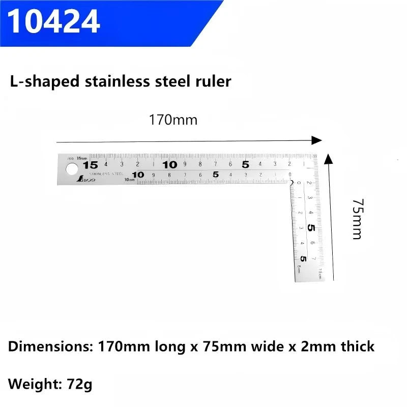 SHINWA 12101/12103/10424 High-Precision Mini Right Angle Gauge 90° Polished Double-Sided Scale