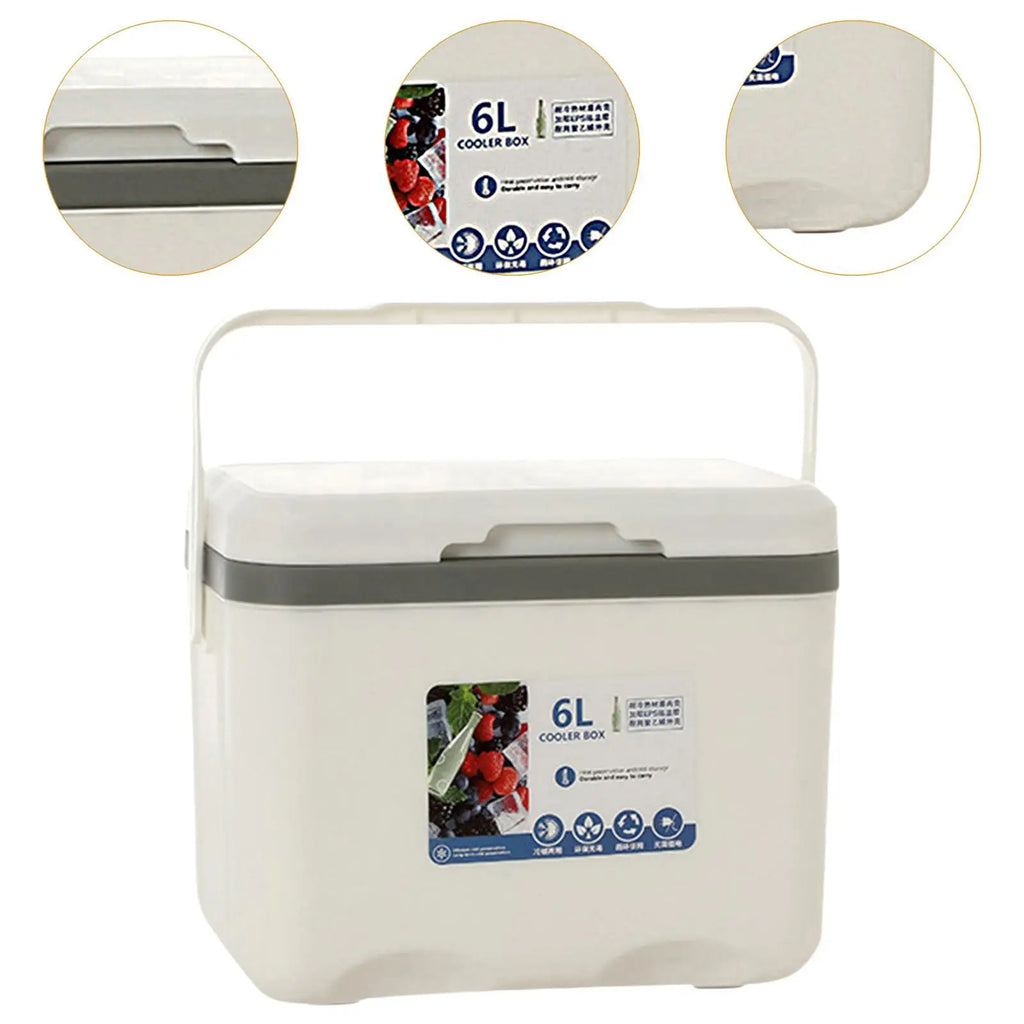 Cooler Box 6L Cold Storage Personal Portable with Handle Insulated Box Ice Chest Small for Stall Beach Camping Commercial Food