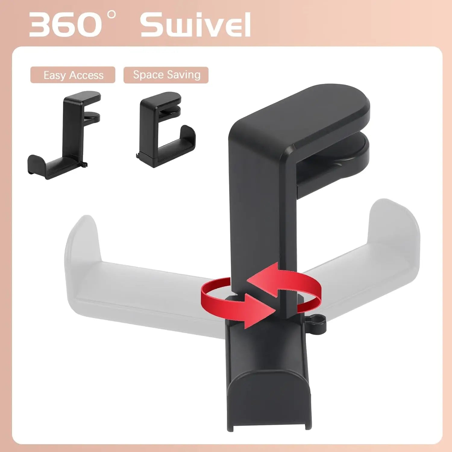 Pc Gaming Headphone Stand Headset Hook Holder, Hanger Mount with Adjustable 360 °   Rotating Arm Clamp, Desk Mount Universal Bag