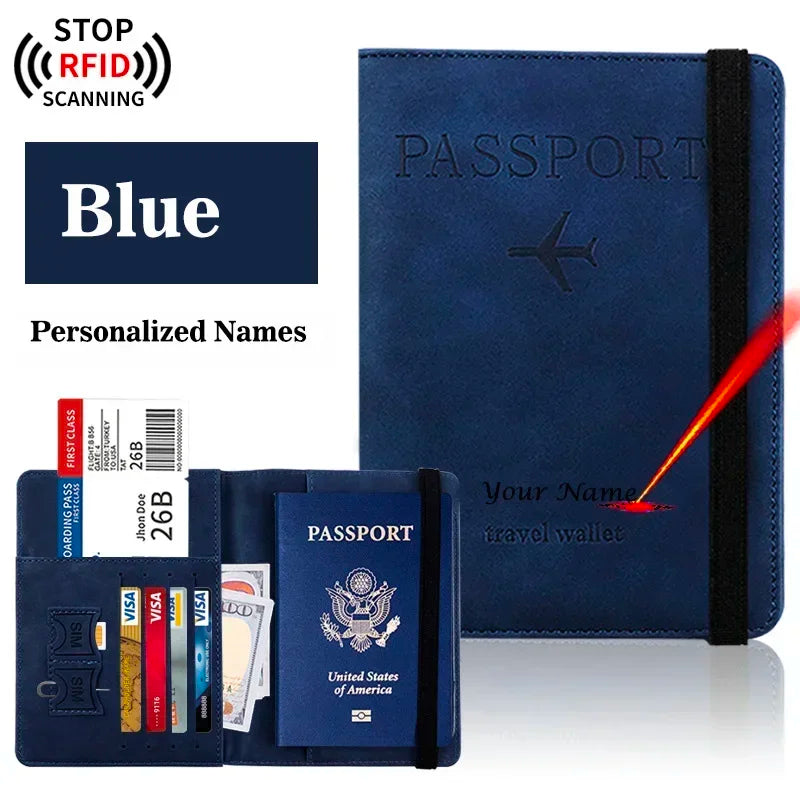 Designer Personalised Passport Cover Travel Document holders for Travel Business Elastic Band customised passport holder