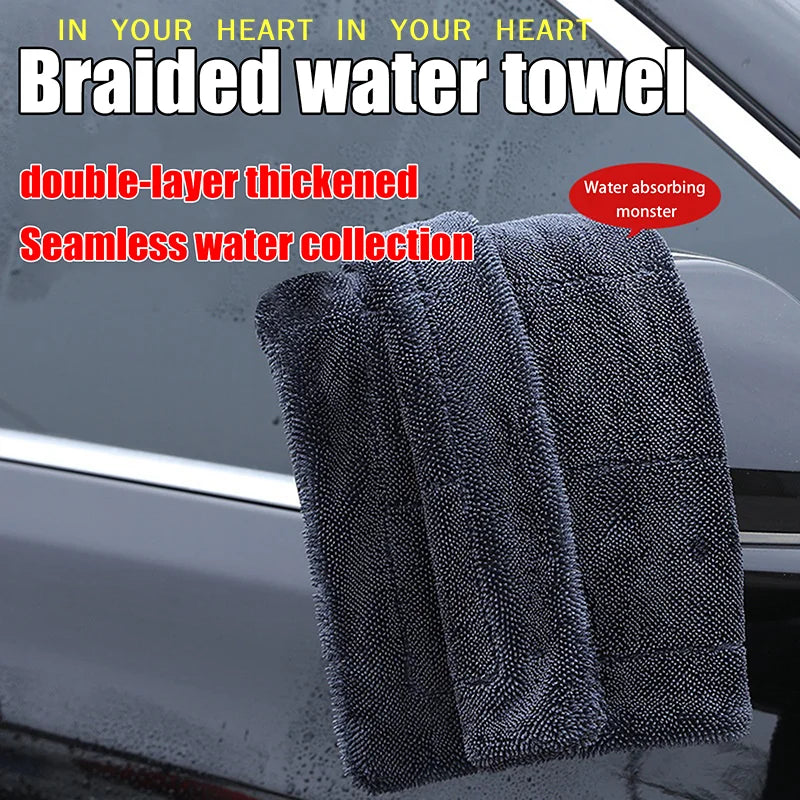 【X】Car Wash Towel Microfiber Single/Double-Sided Ultra Absorbent Car Wash Cloth Cleaning Drying Towel Washing Car Cleaning Tool