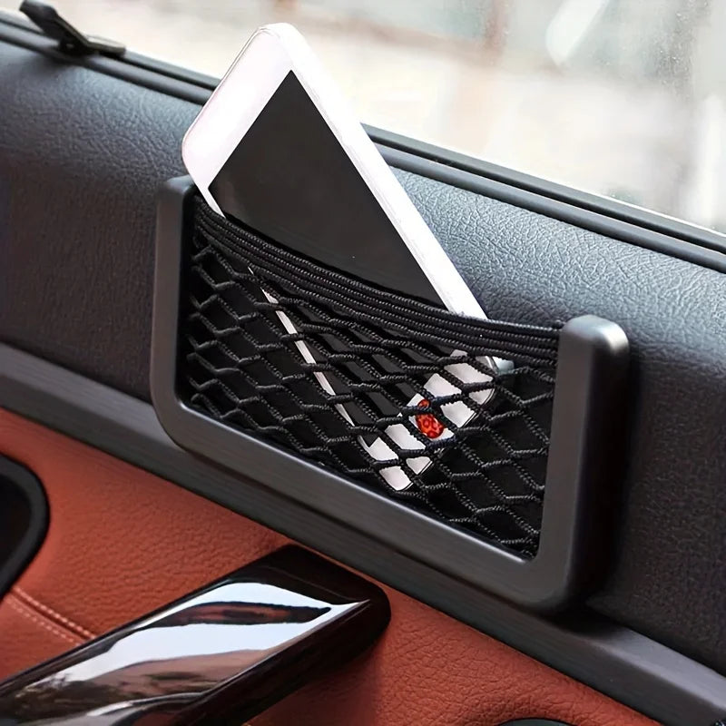 2pcs/set Car Supplies Storage Size Number Mesh Bag Creative Car Mesh Phone and Miscellaneous Storage Bag