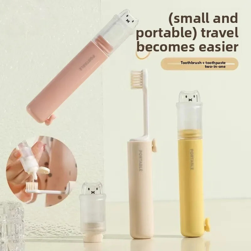 Convenient 2-in-1 Folding Toothbrush Set with Travel Container Small Essential for Business Portable Dental Care