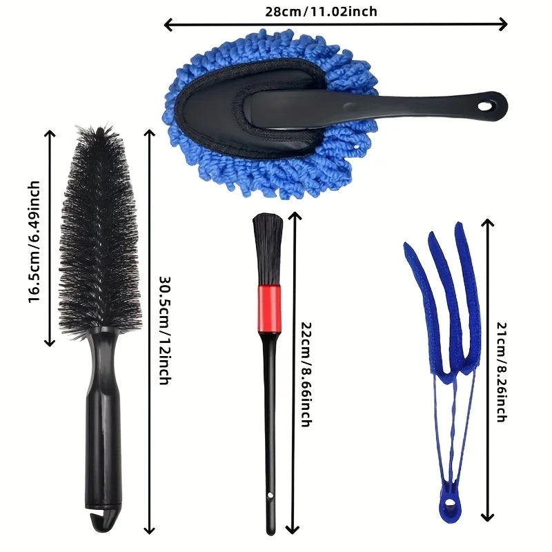 11Pcs Car Cleaning Tool Set Duster Pointed Hub Brush Long And Short Cleaning Brushes Suitable for Car Cleaning Tool