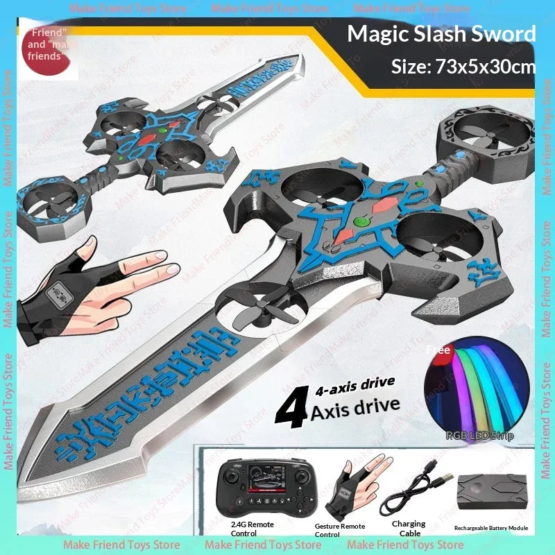 73cm Dual Control Control Flying Drone For Kids Rc Hand Sensing Remote Control Airplane Toy With Led Lights Easy To Fly Indoor