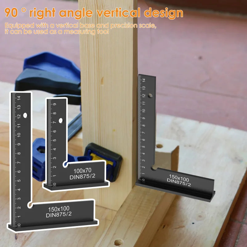 2Pcs Engineer Square Ruler Portable Machinist Square Aluminum Alloy 90 Degree Right Angle Ruler Precise Carpenter Measuring Tool