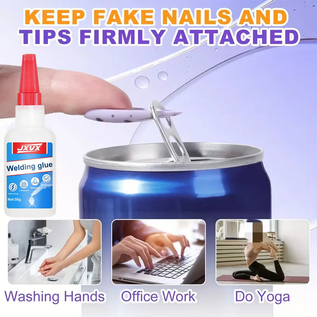 Large capacity 50 g Nail glue for pressing nails for nail tips Acrylic nail glue Super strong long-lasting nail glue for nail salons, Multi-purpose adhesive, superglue