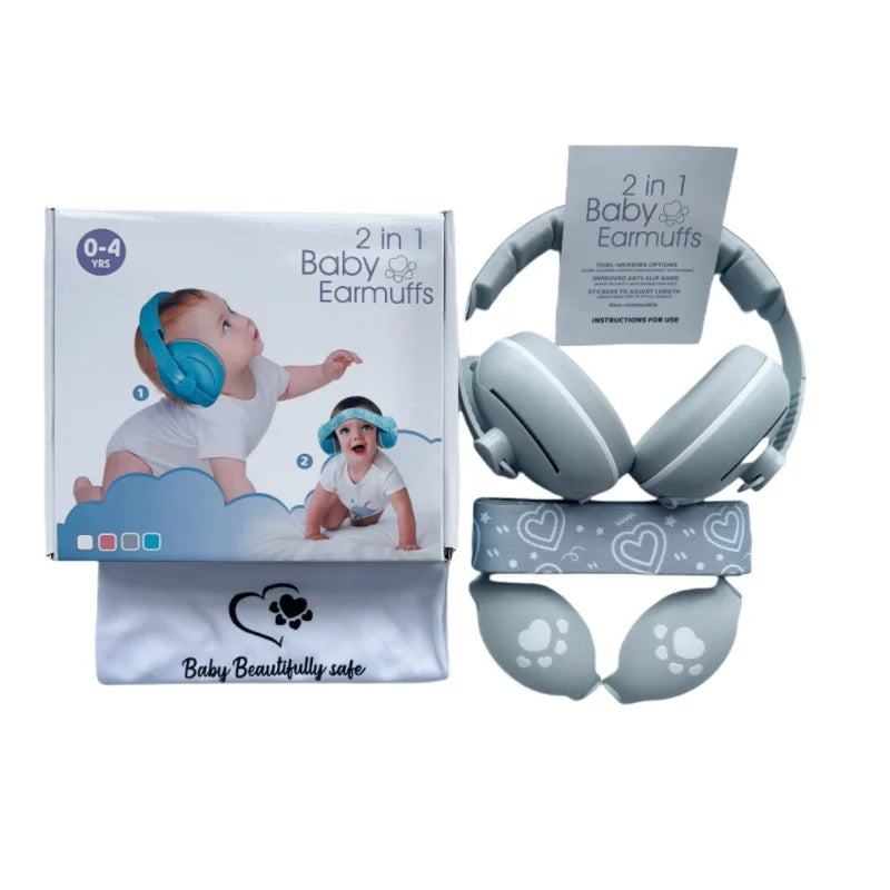 2 in 1 Baby Earmuff Mini-headset Adjustable Noise-proof Ear Protection Kids' Outdoor Sleep and Airplane Anti-noise Earmuffs