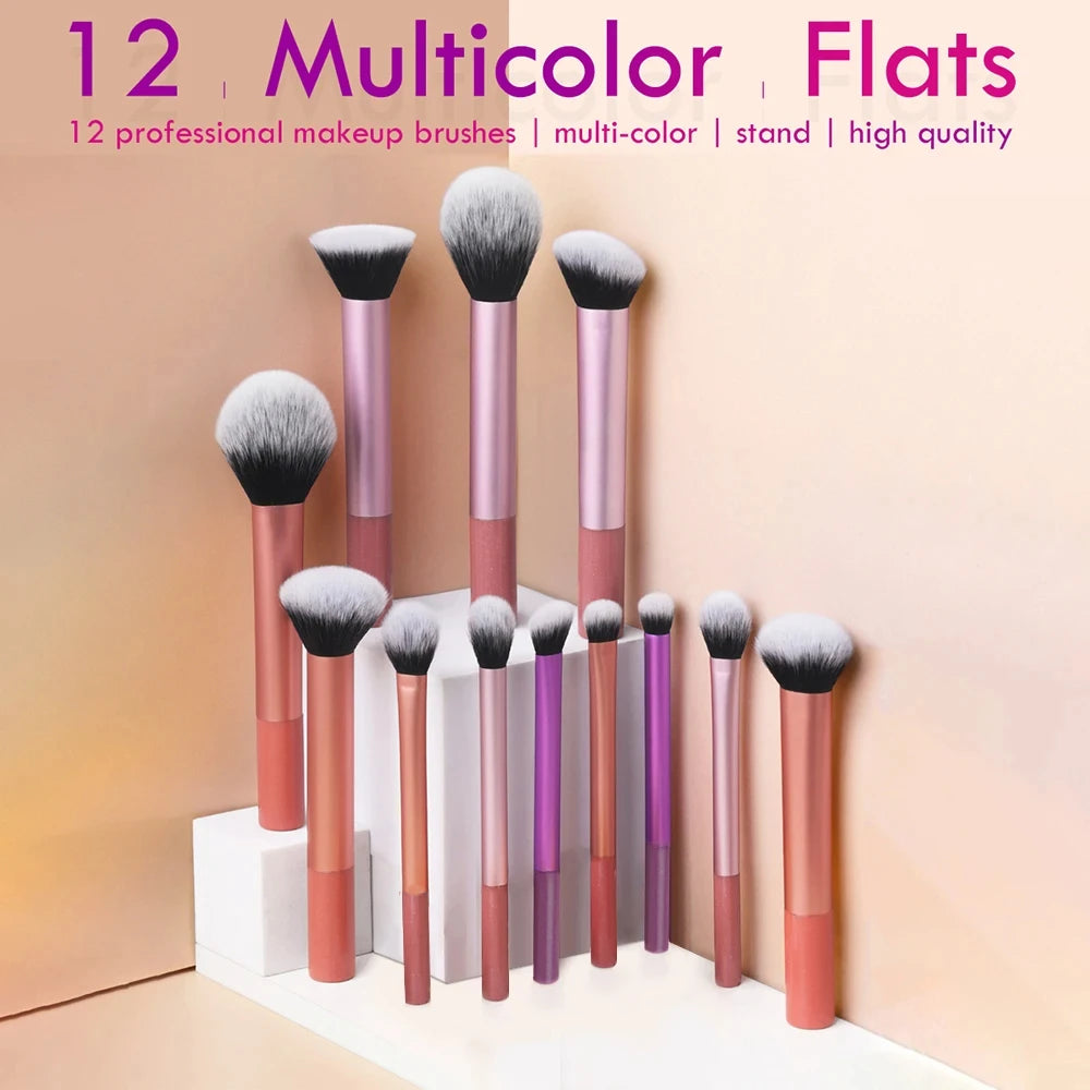 12pcs Makeup Brush Kit Soft Synthetic Hair Make Up Brushes Foundation Blush Eyeshadow Cosmetic Makeup Tools