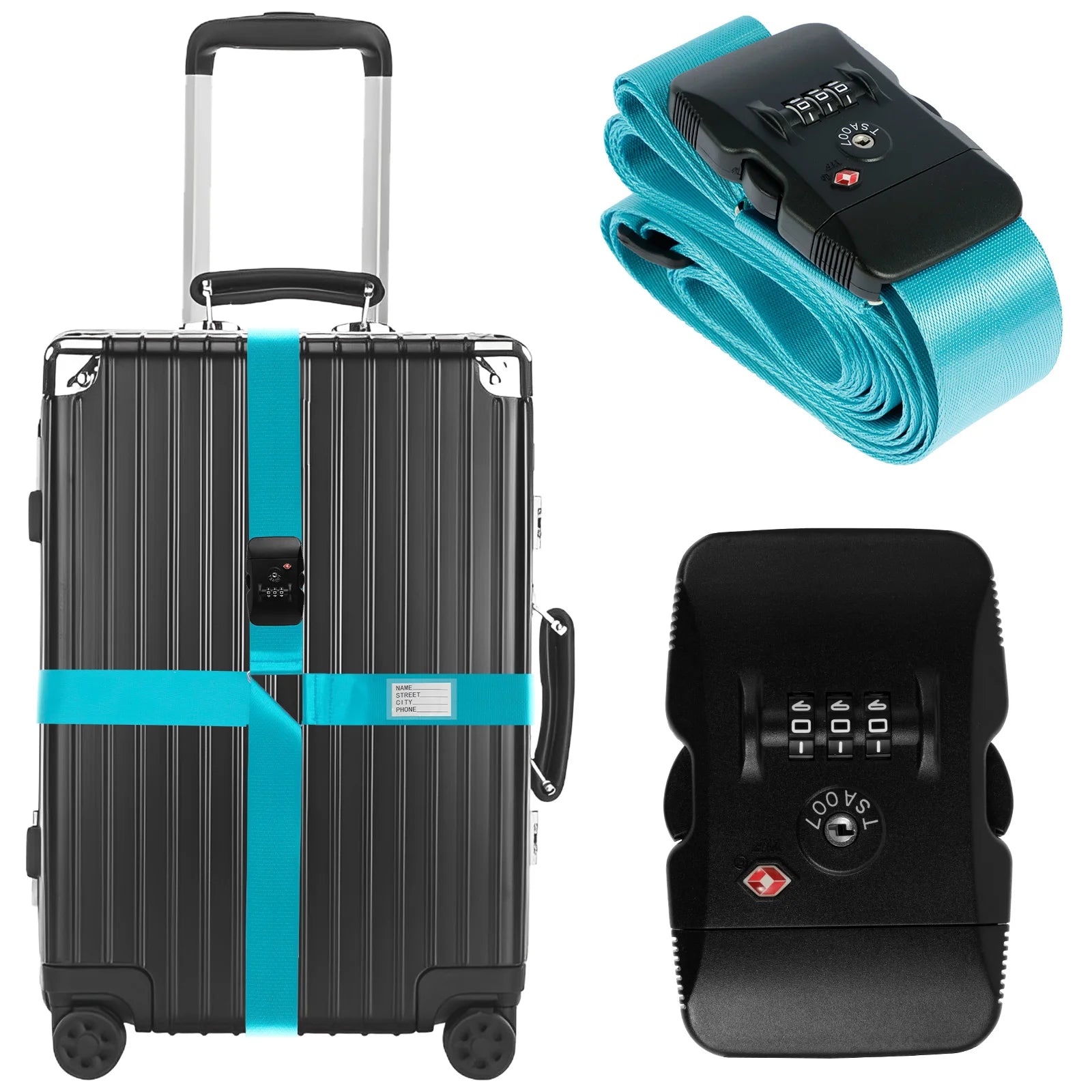 Anti-theft Luggage Buckle Cross Strap TSA Customs Lock Luggage Cross Belt Adjustable Packing Baggage Suitcase Belts Accessories