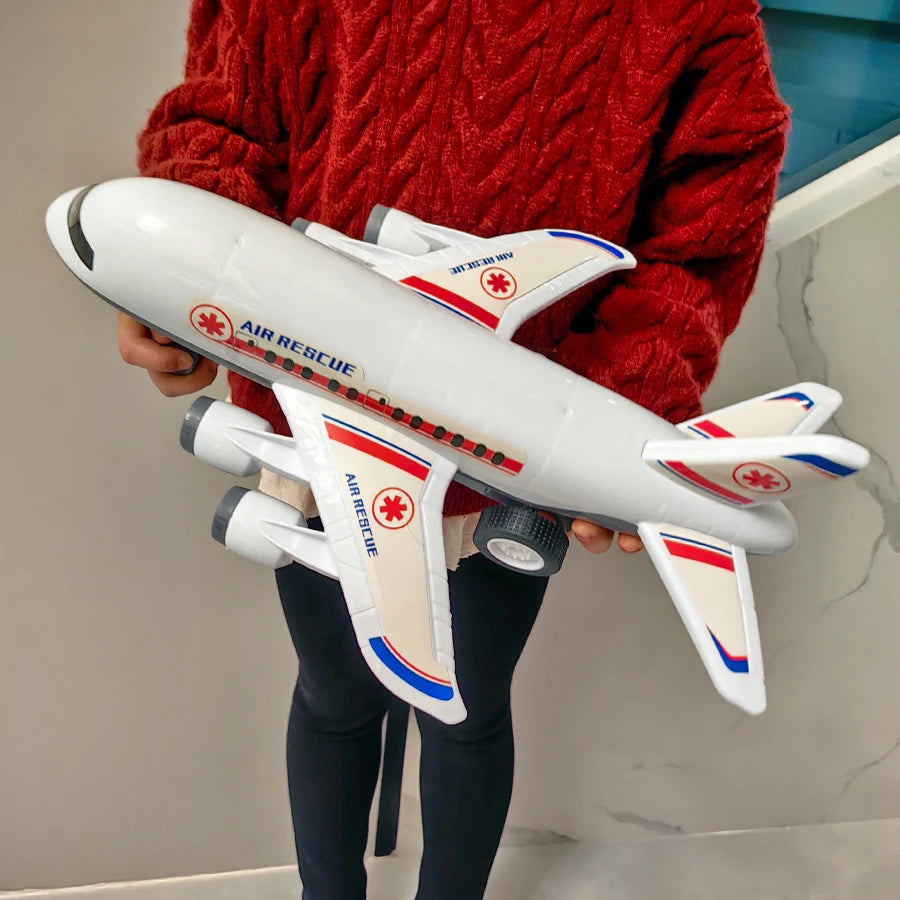 Large white Airbus toy plane-Inertia powered model, realistic design, perfect gift for boys and girls, birthday or New Year gift