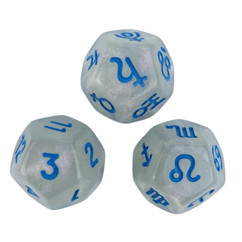 3Pcs Astrologys Dices 12-Sided Dices Divinations Tool Tarots Constellations Dices 54DE